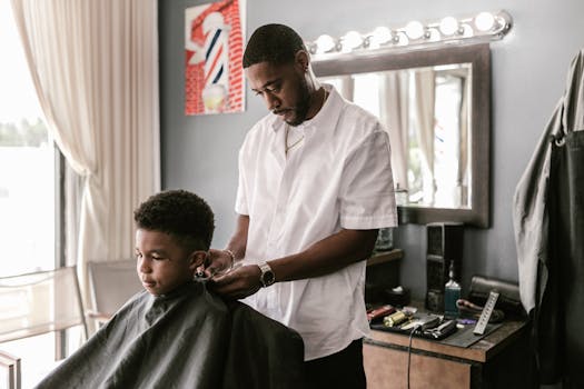 Salon interior with clients getting services