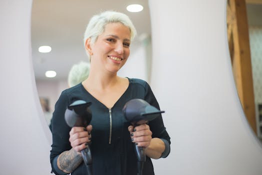 Stylists showing off their new techniques in a creative salon