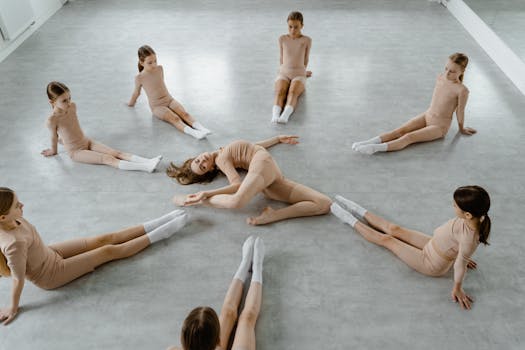 salon staff participating in a yoga class