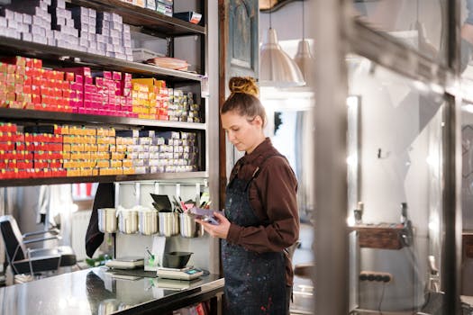 hair styling products on a salon shelf
