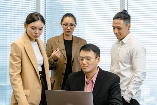 busy salon with employees interacting positively